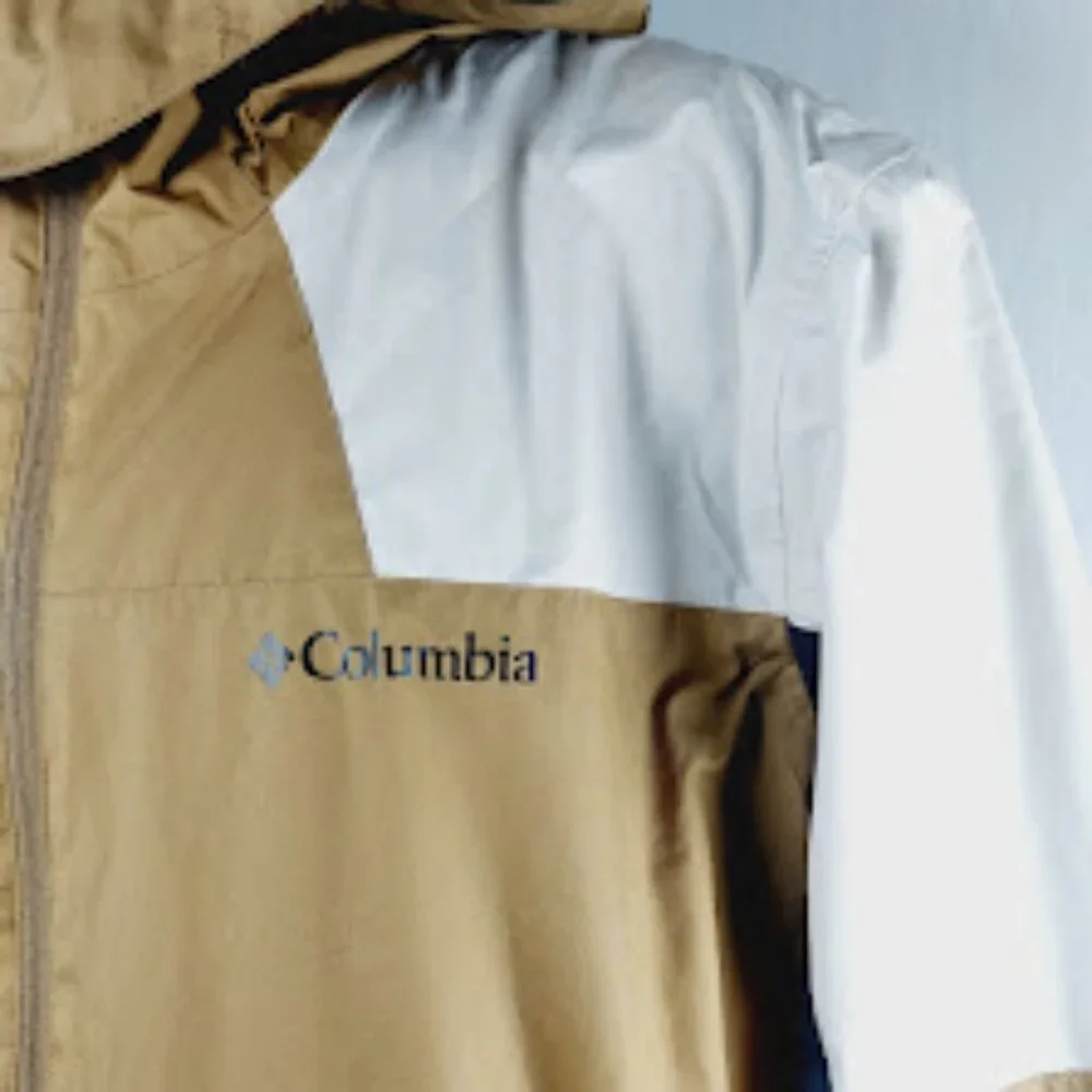 Columbia Men's Tan White Inner Limits III Hooded Outdoor Windbreaker Jacket Sz L